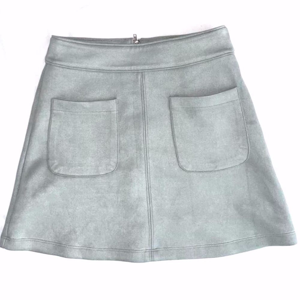 **3/$20** - Forever 21 Seafoam Blue Suede Pocket Mini Skirt, Sz S